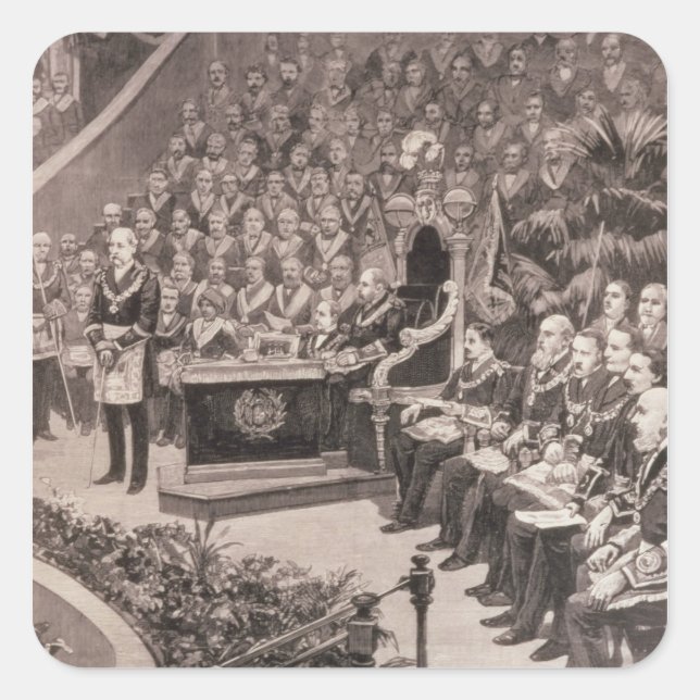 Adesivo Quadrado Grande Masonic se reunindo no Real Albert (Frente)
