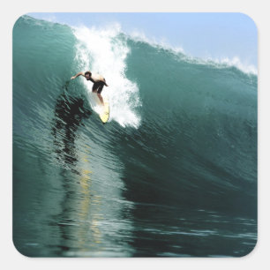 Adesivo Quadrado Grande onda surfando extrema verde surfando