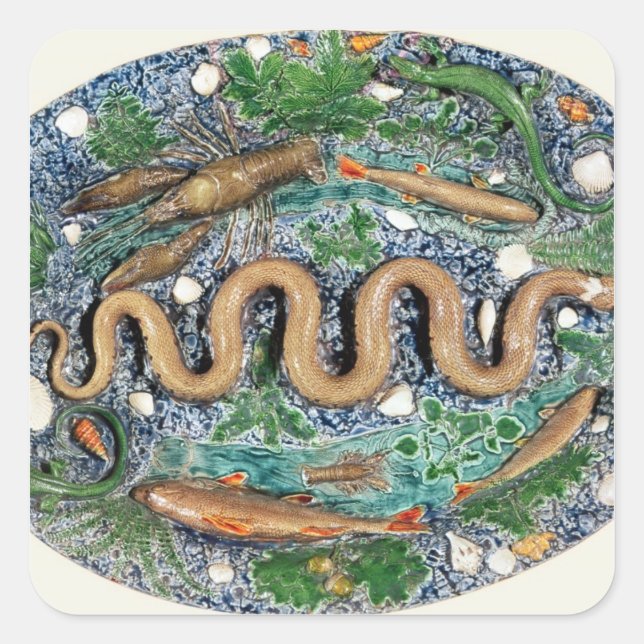 Adesivo Quadrado Grande prato oval moldado no alivio (Frente)