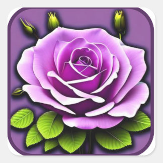 Adesivo Quadrado Grande Rosa Roxa Bonita Arte Detalhada