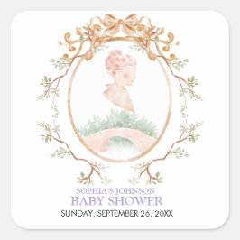 Adesivo Quadrado Grandmillennial Wisteria Baby Shower