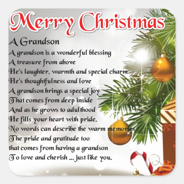Adesivo Quadrado Grandson Poem - Design de Natal (Frente)