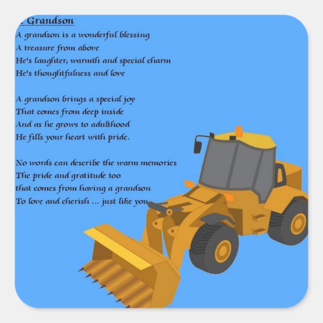 Adesivo Quadrado Grandson Poem - Digger (Frente)