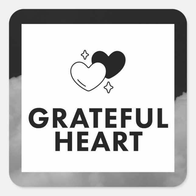 Adesivo Quadrado Grateful Heart. Sticker. (Frente)