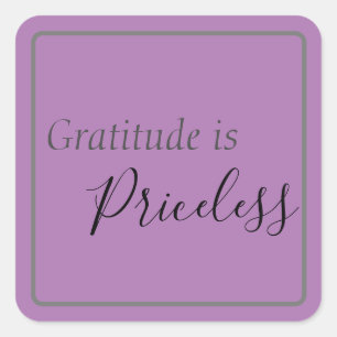 Adesivo Quadrado "Gratidão é inestimável" Frase Cinza e preto