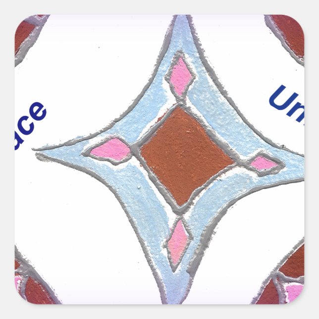 Adesivo Quadrado "Gratidão Paz Amor Unir" Mandala Art Impressão (Frente)