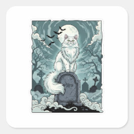 Adesivo Quadrado Graveyard Persian - Halloween Persian Cat