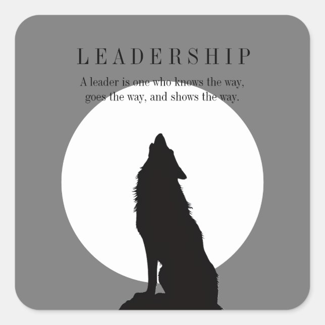 Adesivo Quadrado Gray Black Pop Art Leadership Wolf Howling (Frente)