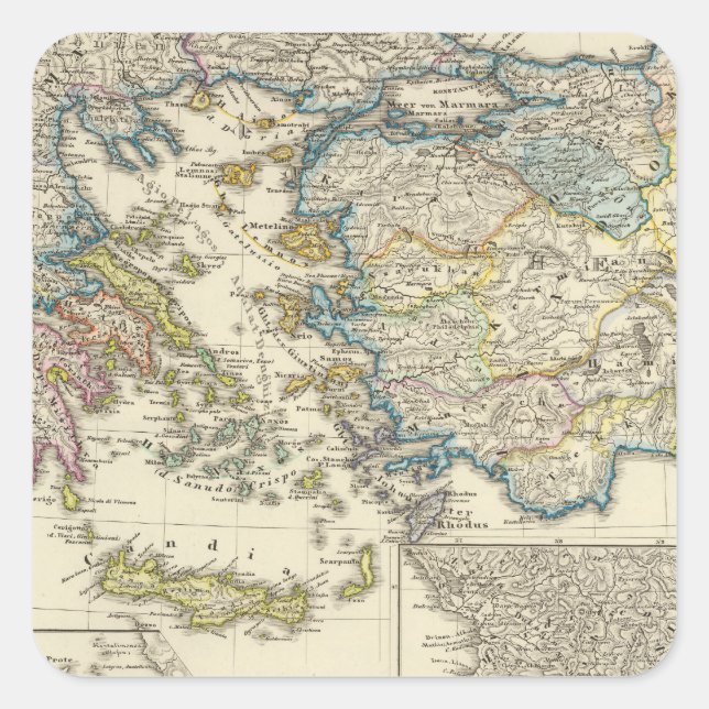 Adesivo Quadrado Grécia, Ásia Menor 1453 (Frente)