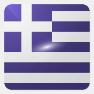 Adesivo Quadrado Grécia de bandeira brilhante quadrada