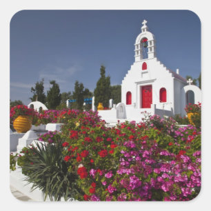 Adesivo Quadrado Grécia, Mykonos, Capela pequena e bonita no