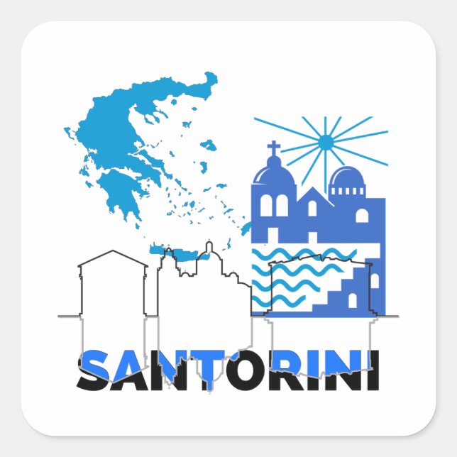 Adesivo Quadrado Grécia Santorini.w (Frente)