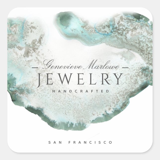 Adesivo Quadrado Green Agate Jewelry Designer (Frente)