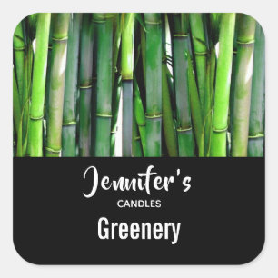 Adesivo Quadrado Green Bamboo Stalks Nature Photo - Empresa de vela