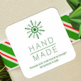 Adesivo Quadrado Green Christmas Modern Snowflake for Business