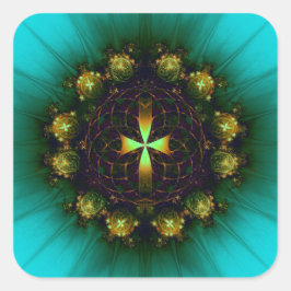 Adesivo Quadrado Green Cross Mandala