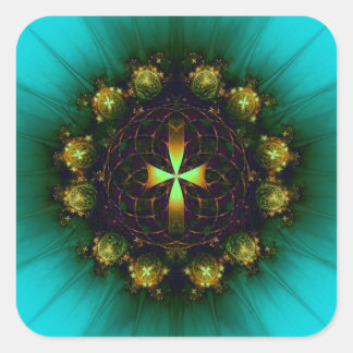Adesivo Quadrado Green Cross Mandala