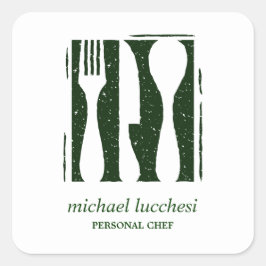 Adesivo Quadrado Green Cutlery | Restaurante da padaria de chef