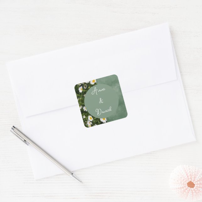 Adesivo Quadrado Green Daisy (Envelope)