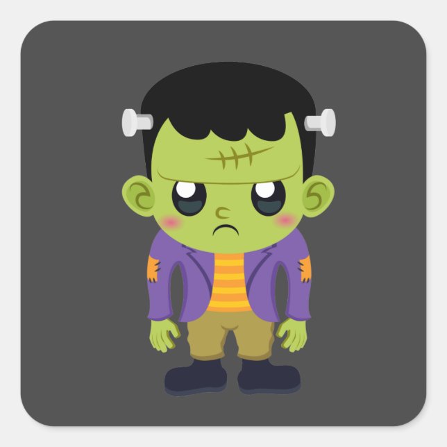 Adesivo Quadrado Green Frankenstein Monster Halloween (Frente)