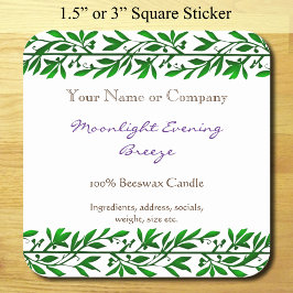 Adesivo Quadrado Green Garland Editável Rustic Soap Editável