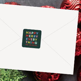 Adesivo Quadrado Green Happy Merry Everything Christmas Sticker