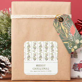 Adesivo Quadrado Green Rustic Botanical Christmas Stickers