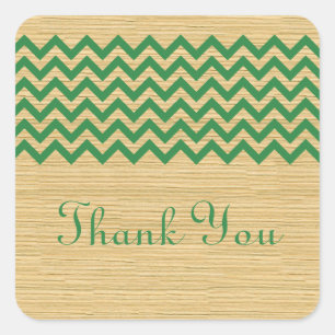 Adesivo Quadrado Green Rustic Chevron Obrigado Stickers