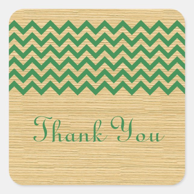 Adesivo Quadrado Green Rustic Chevron Obrigado Stickers (Frente)