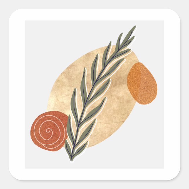 Adesivo Quadrado Green Stalk Boho (Frente)