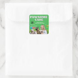 Adesivo Quadrado Green White Pet Store Sign Dogs, Cats, Birds Vet 