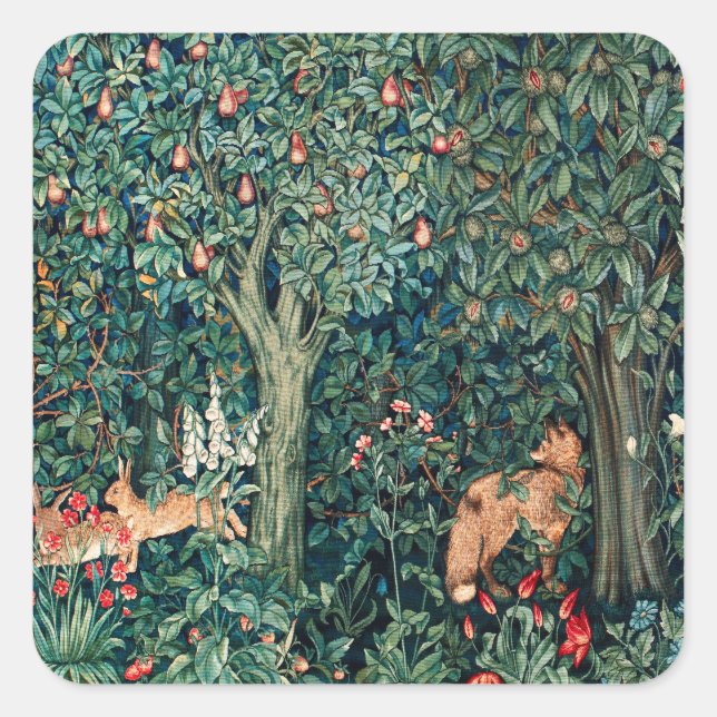 Adesivo Quadrado GREENERAÇÃO,ANIMAIS FLORESTAIS Magras,Raposa,Flora (Frente)