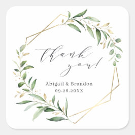 Adesivo Quadrado Greenere Dourado Geométrico Obrigado Casamento Rus