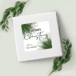 Adesivo Quadrado Greenery Merry Christmas Label Watercolor<br><div class="desc">Preencha seus presentes de Natal com etiquetas de Natal personalizadas para fundo d'água. Este vinheta de quadrado Feliz de Natal inclui um design de aquarela verde e letra de script minimalista e um espaço para seu nome ou sobrenome familiar. O toque perfeito para o seu pacote de presentes de Natal....</div>