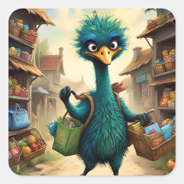 Adesivo Quadrado Greenu emu comprando. (Frente)