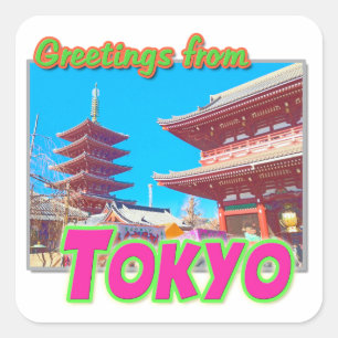 Adesivo Quadrado "Greetings from Tokyo" Sticker