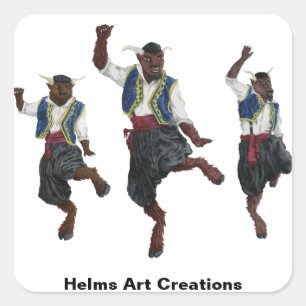 Adesivo Quadrado Grego Minotaurs Dançando Celebração Fantasmas Stic