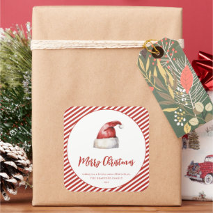 Adesivo Quadrado Greve Vermelha Festiva Santa Hat