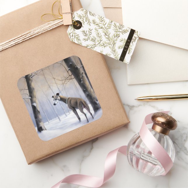 Adesivo Quadrado Greyhound Italiano Deixe nevar Natal (Presentear)