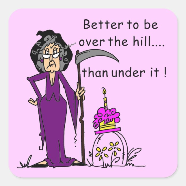 Adesivo Quadrado Grim Reaper Birthday Humor (Frente)