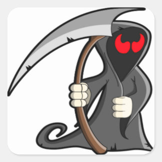 Adesivo Quadrado Grim Reaper Halloween Frio Crianças Bonitas
