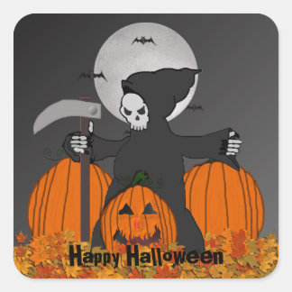 Adesivo Quadrado Grim Reaper Halloween Stickers