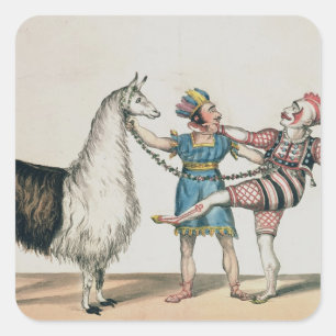 Adesivo Quadrado Grimaldi e a alpaca, na pantomima popular