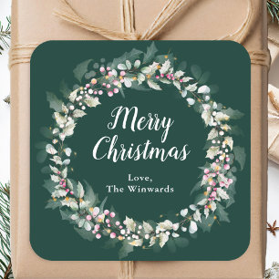 Adesivo Quadrado Grinalda de Natal Rosa Feliz Natal