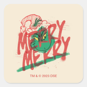 Adesivo Quadrado Grinch Grunge Gráfico Alegre Alegre