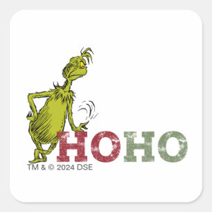 Adesivo Quadrado Grinch   Ho Ho Ho