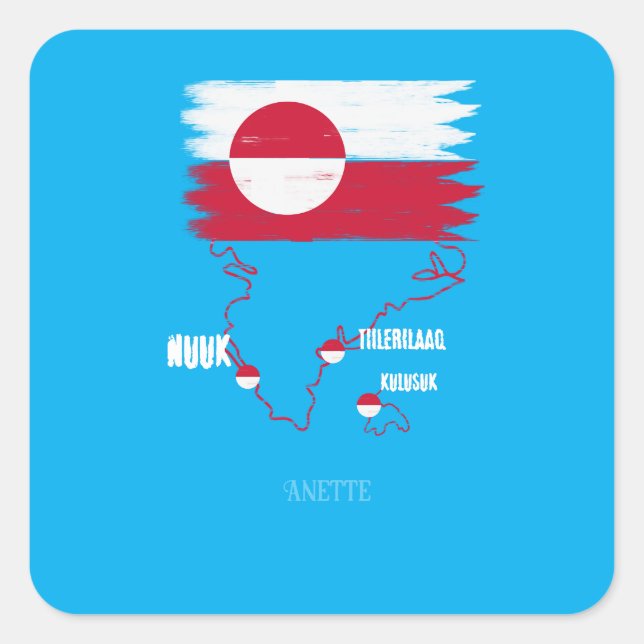 Adesivo Quadrado Grönland nuuk vintage Flagge  (Frente)