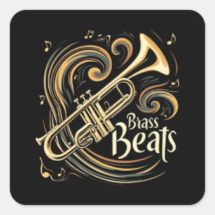 Adesivo Quadrado Groove do Jogador de Trompete do Brass Beats