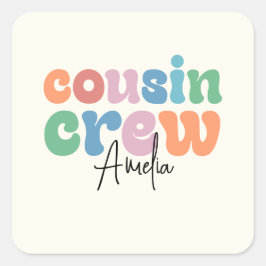 Adesivo Quadrado Groovy Cousin Crew Personalized