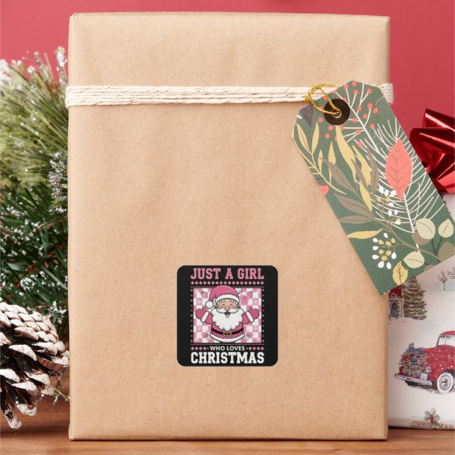 Adesivo Quadrado Groovy É Uma Menina Que Ama Papais noeis De Natal (Feriado)